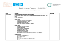 Suicide Prevention Programme – Monthly Clinic 7