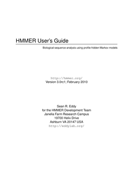 HMMER User's Guide