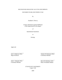 Reconciling Holocene Alluvial Records in Buckskin Wash, Southern Utah