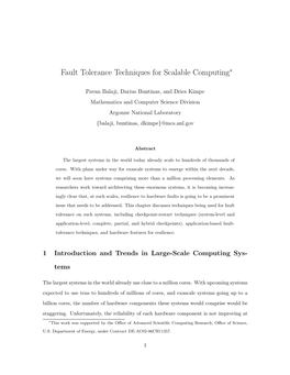Fault Tolerance Techniques for Scalable Computing∗