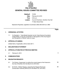 General Issues Committee Agenda Package