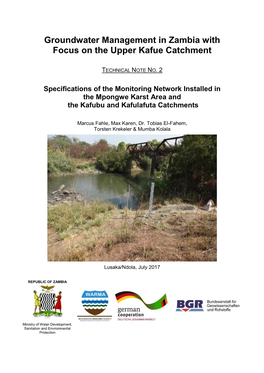 Specifications of the Monitoring Network Installed in the Mpongwe Karst Area and the Kafubu and Kafulafuta Catchments