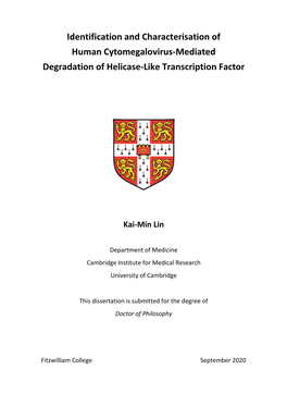 Identification and Characterisation of Human Cytomegalovirus-Mediated Degradation of Helicase-Like Transcription Factor