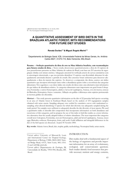 A Quantitative Assessment of Bird Diets in the Brazilian Atlantic Forest, with Recommendations for Future Diet Studies