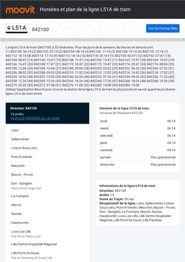 Horaires Et Trajet De La Ligne L51A De Tram Sur Une Carte