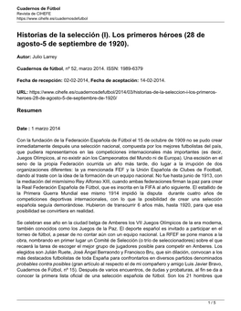 Historias De La Selección (I). Los Primeros Héroes (28 De Agosto-5 De Septiembre De 1920)