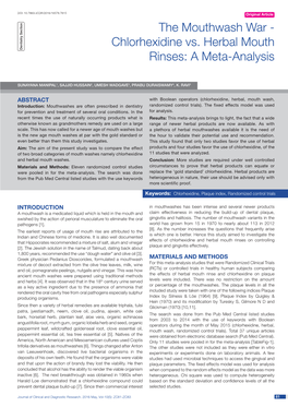 Chlorhexidine Vs. Herbal Mouth Rinses