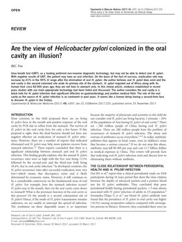 Are the View of Helicobacter Pylori Colonized in the Oral Cavity an Illusion?