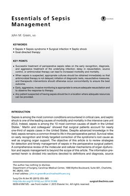 Essentials of Sepsis Management