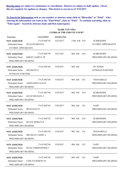 Hearing Dates Are Subject to Continuance Or Cancellation