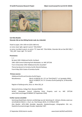 © Gurlitt Provenance Research Project Object Record Excerpt for Lost Art ID: 533101 27 September 2018 (Interim Results)