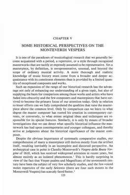 Some Historical Perspectives on the Monteverdi Vespers