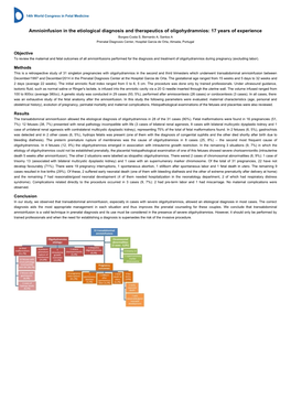 Amnioinfusion in the Etiological Diagnosis and Therapeutics Of