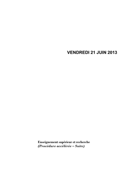 Vendredi 21 Juin 2013