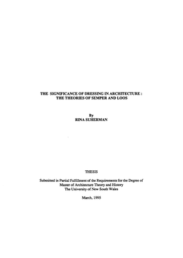 The Significance of Dressing in Architecture : the Theories of Semper and Loos