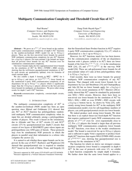 Multiparty Communication Complexity and Threshold Circuit Size of AC^0