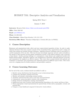 BUSMGT 7331: Descriptive Analytics and Visualization