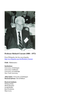 Professor Richard Courant (1888 – 1972)