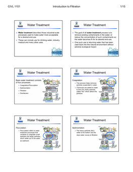 CIVL 1101 Introduction to Filtration 1/15