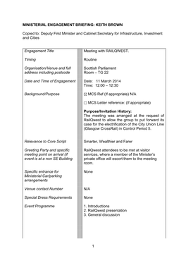 1 MINISTERIAL ENGAGEMENT BRIEFING: KEITH BROWN Copied