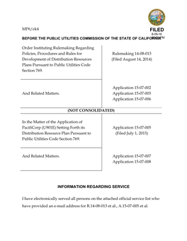 MP6/Ek4 Order Instituting Rulemaking Regarding Policies, Procedures