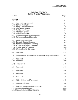 Section J: List of Attachments Section Page