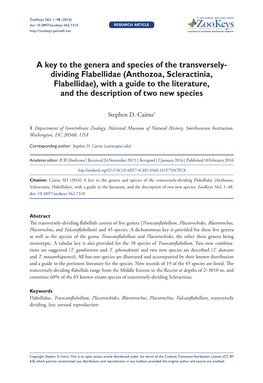 Anthozoa, Scleractinia, Flabellidae), with a Guide to the Literature, and the Description of Two New Species