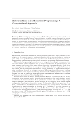 Reformulations in Mathematical Programming: a Computational Approach⋆