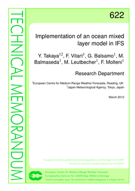 Implementation of an Ocean Mixed Layer Model in IFS