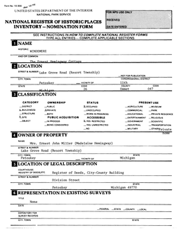 National Register of Historic Places Inventory -- Nomination Form