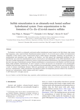 Sulfide Mineralization in an Ultramafic-Rock Hosted Seafloor