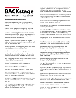 Backstage Lighting Terminology