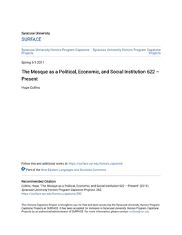 The Mosque As a Political, Economic, and Social Institution 622 Â•Fi Present