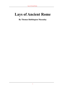 Lays of Ancient Rome