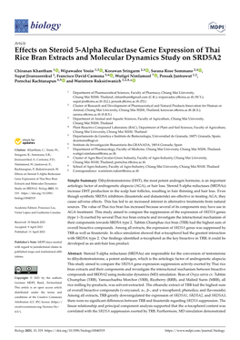 Effects on Steroid 5-Alpha Reductase Gene Expression of Thai Rice Bran Extracts and Molecular Dynamics Study on SRD5A2
