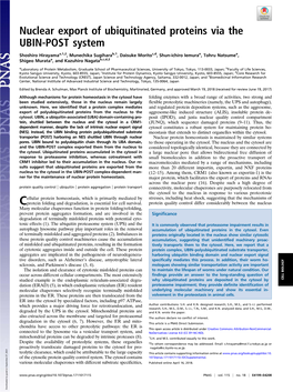 Nuclear Export of Ubiquitinated Proteins Via the UBIN-POST System