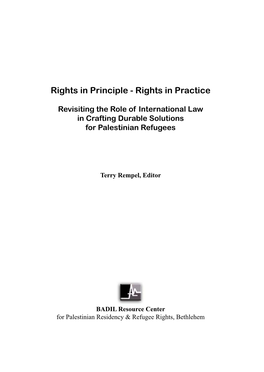 Rights in Principle – Rights in Practice, Revisiting the Role of International Law in Crafting Durable Solutions