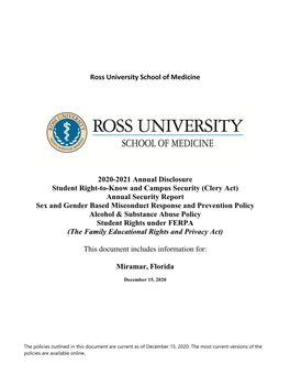 Ross University School of Medicine Annual Disclosure (Miramar)