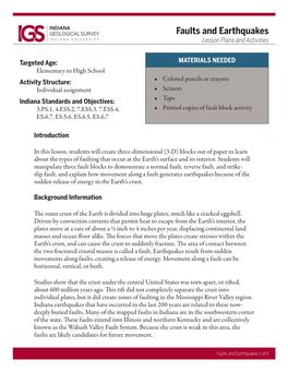 Faults and Earthquakes Lesson Plans and Activities