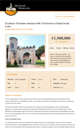 6 Bedroom Chateau for Sale – Loches, Tours