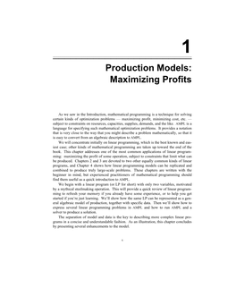 Production Models: Maximizing Profits