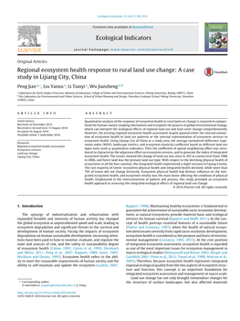 Ecological Indicators Regional Ecosystem Health Response to Rural