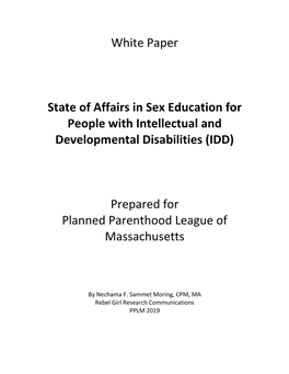 White Paper State of Affairs in Sex Education for People With