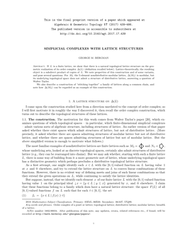 This Is the Final Preprint Version of a Paper Which Appeared at Algebraic & Geometric Topology 17 (2017) 439-486