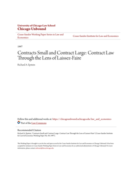 Contract Law Through the Lens of Laissez-Faire Richard A