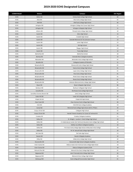 2019-2020 ECHS Designated Campuses