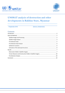 UNOSAT Analysis of Destruction and Other Developments in Rakhine State, Myanmar