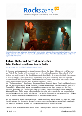 Bühne, Theke Und Der Text Dazwischen Kaiser Chiefs Mit Recht Kurzer Show Im Capitol