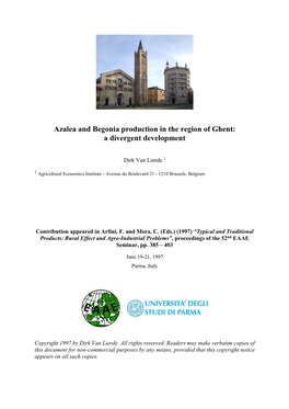 Azalea and Begonia Production in the Region of Ghent: a Divergent Development