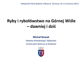 Ryby I Rybołówstwo Na Górnej Wiśle – Dawniej I Dziś